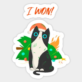 The Cat Won! Sticker